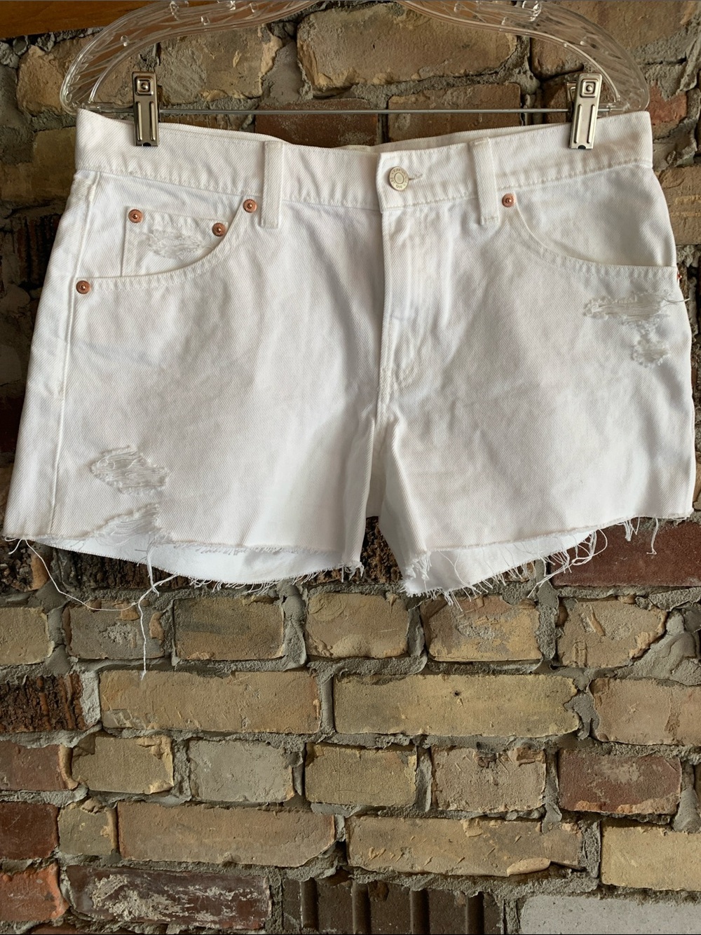 GAP White Distressed Denim Cutoff Shorts